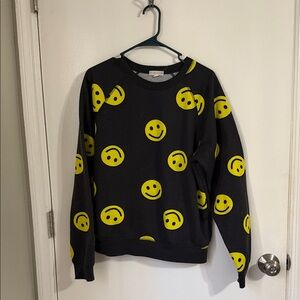 Love dazed Black Sweatshirt with Yellow Smiley Faces